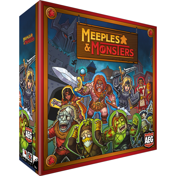 Picture of the meeples and monster front cover of the box